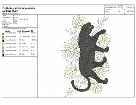 Motif de broderie machine panthère noire