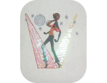 Motif de broderie machine mylar  danseuse disco