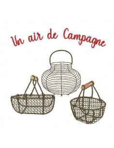 Motif de broderie machine paniers campagnard