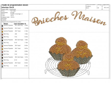 Motif de broderie machine brioches maison