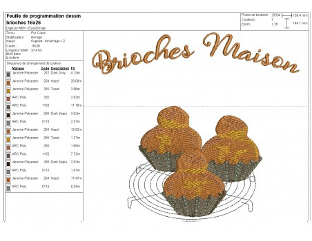 Motif de broderie machine brioches maison