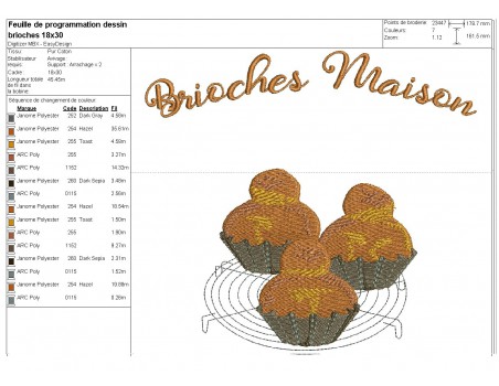 Motif de broderie machine brioches maison