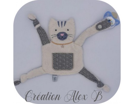 Motif de broderie machine doudou  chat  ITH