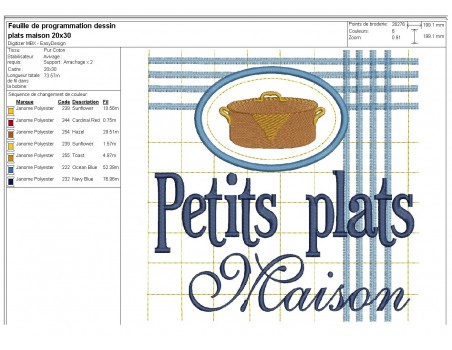 Instant download machine embroidery  design casserole little homemade dishes