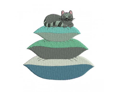 Instant download machine embroidery applique cat on throw pillows