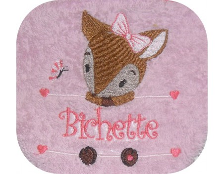 Motif de broderie machine biche  prénom fille