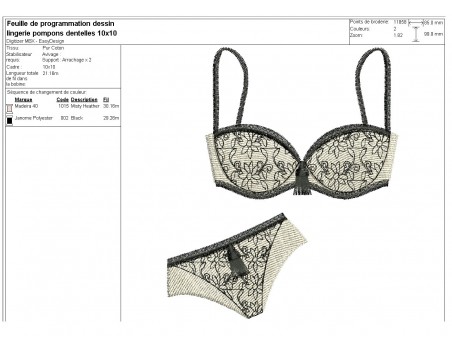 Instant download machine embroidery design shell lingerie