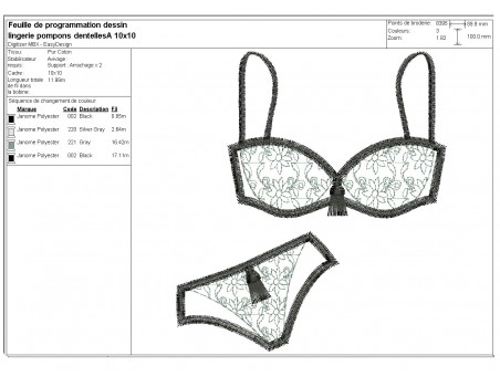 Instant download machine embroidery design fringes  lingerie