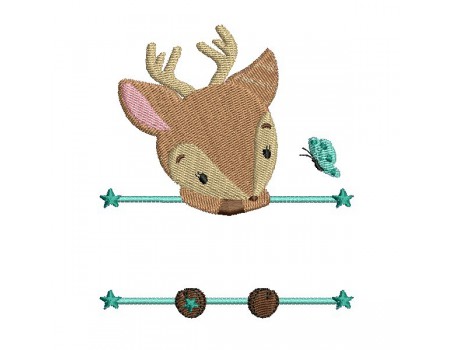 Instant download machine embroidery deer to customize for girl