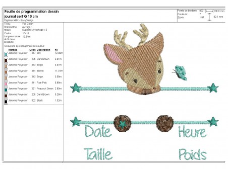 instant download machine embroidery design customizable birth journal boy  panda