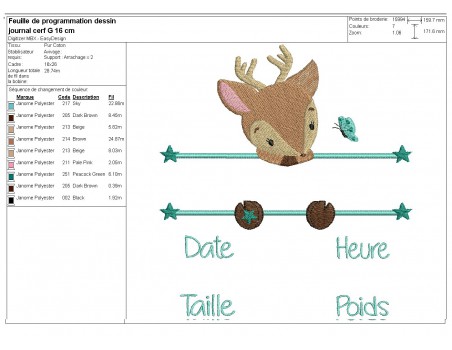 instant download machine embroidery design customizable birth journal boy  panda