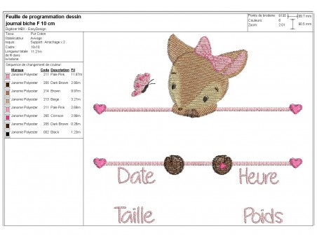 instant download machine embroidery design customizable birth journal girl panda