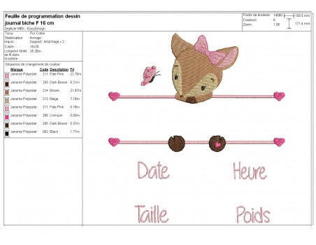 instant download machine embroidery design customizable birth journal girl panda