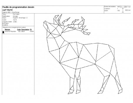 Motif de broderie machine cerf origami