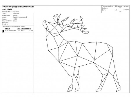 Motif de broderie machine cerf origami