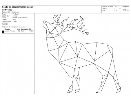 Motif de broderie machine cerf origami