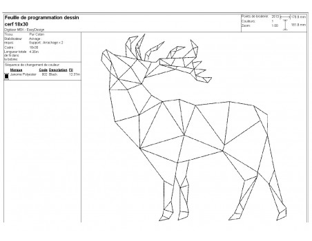 Motif de broderie machine cerf origami