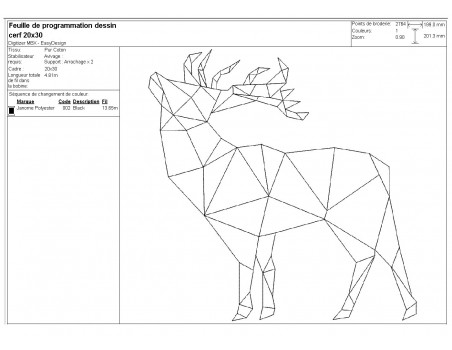 Motif de broderie machine cerf origami