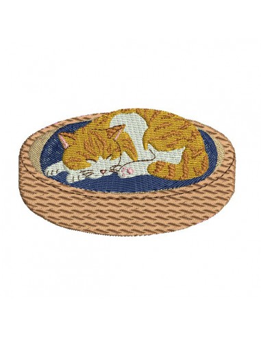 Motif de broderie machine chat qui dort