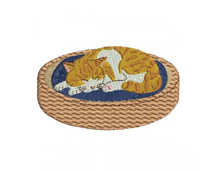 Motif de broderie machine chat qui dort