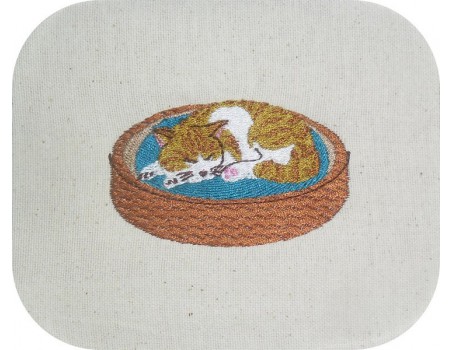 Motif de broderie machine chat qui dort