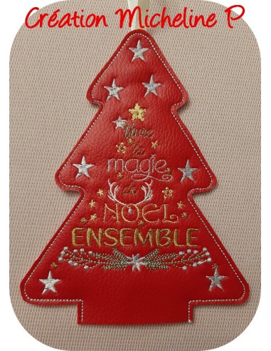 Broderie Crewel Vintage "Sapin De Noël Fantaisie" Sunset Designs - Occasion, Encadrée