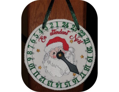Instant dowload embroidery design  machine ith Christmas clock