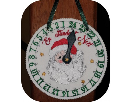 Instant dowload embroidery design  machine ith Christmas clock