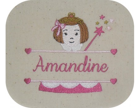 Motif de broderie machine motif prénom petite fille princesse