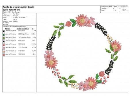 Instant download machine embroidery design hibiscus flower frame