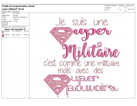 Motif de broderie une super militaire