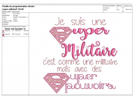 Motif de broderie une super militaire