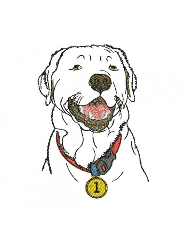 Motif de broderie machine labrador  avec son collier