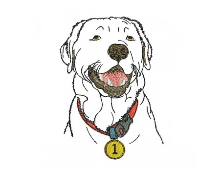 Motif de broderie machine labrador  avec son collier