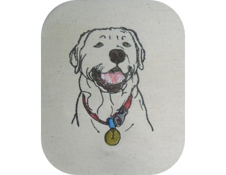 Motif de broderie machine labrador  avec son collier