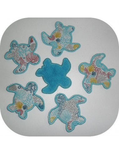 Motif de broderie machine  lingettes tortue en ITH