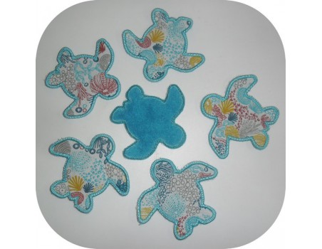 Motif de broderie machine  lingettes tortue en ITH