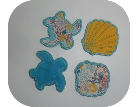 Instant download machine embroidery design ith reusable scallop shell cotton wipes