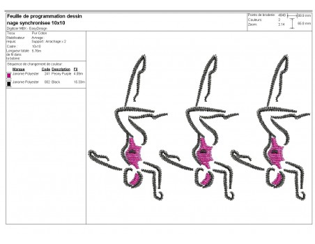 Motif de broderie machine   nageuses  synchronisées