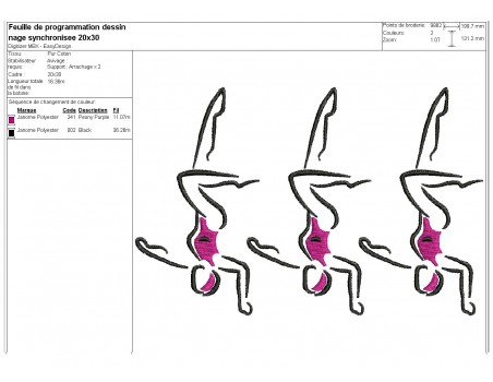 Motif de broderie machine   nageuses  synchronisées