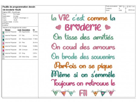 Motif de broderie machine  texte broderie