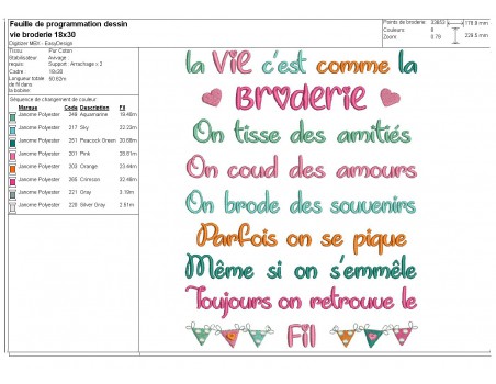 Motif de broderie machine  texte broderie