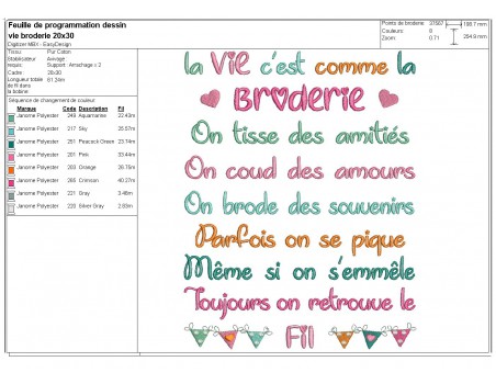 Motif de broderie machine  texte broderie