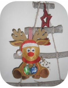 Motif de broderie machine cerf de  Noël  ITH pour bonbons