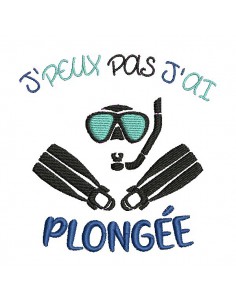 Instant dowload machine  Embroidery design  i can not scuba diving