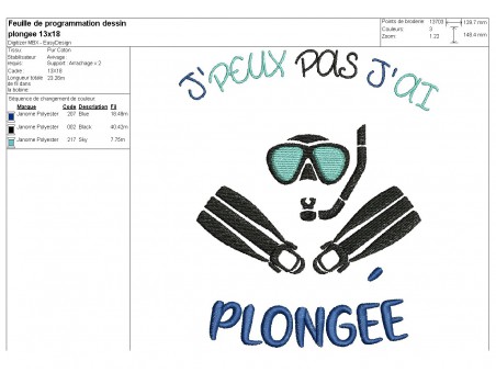 Instant dowload machine  Embroidery design  i can not scuba diving