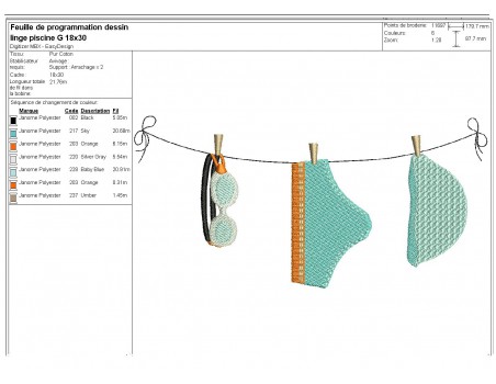 Motif de broderie machine maillot de piscine garçon