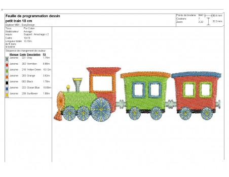 Motif de broderie train