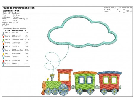 Motif de broderie train