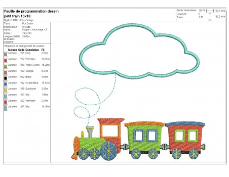 Motif de broderie train